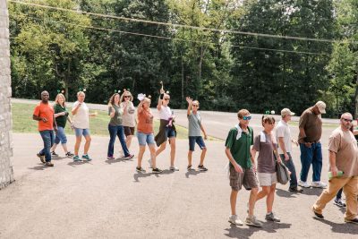 Employees arriving to a company event